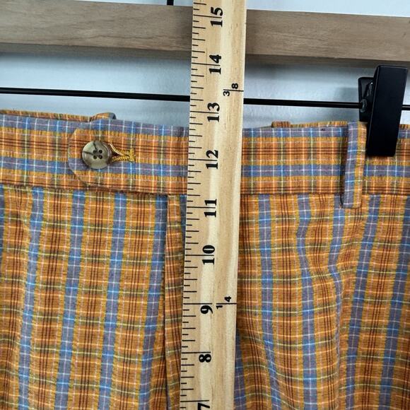 Peter Millar Men Shorts 38 Orange Blue Plaid Golf Cotton Flat Front Casual - Picture 6 of 10